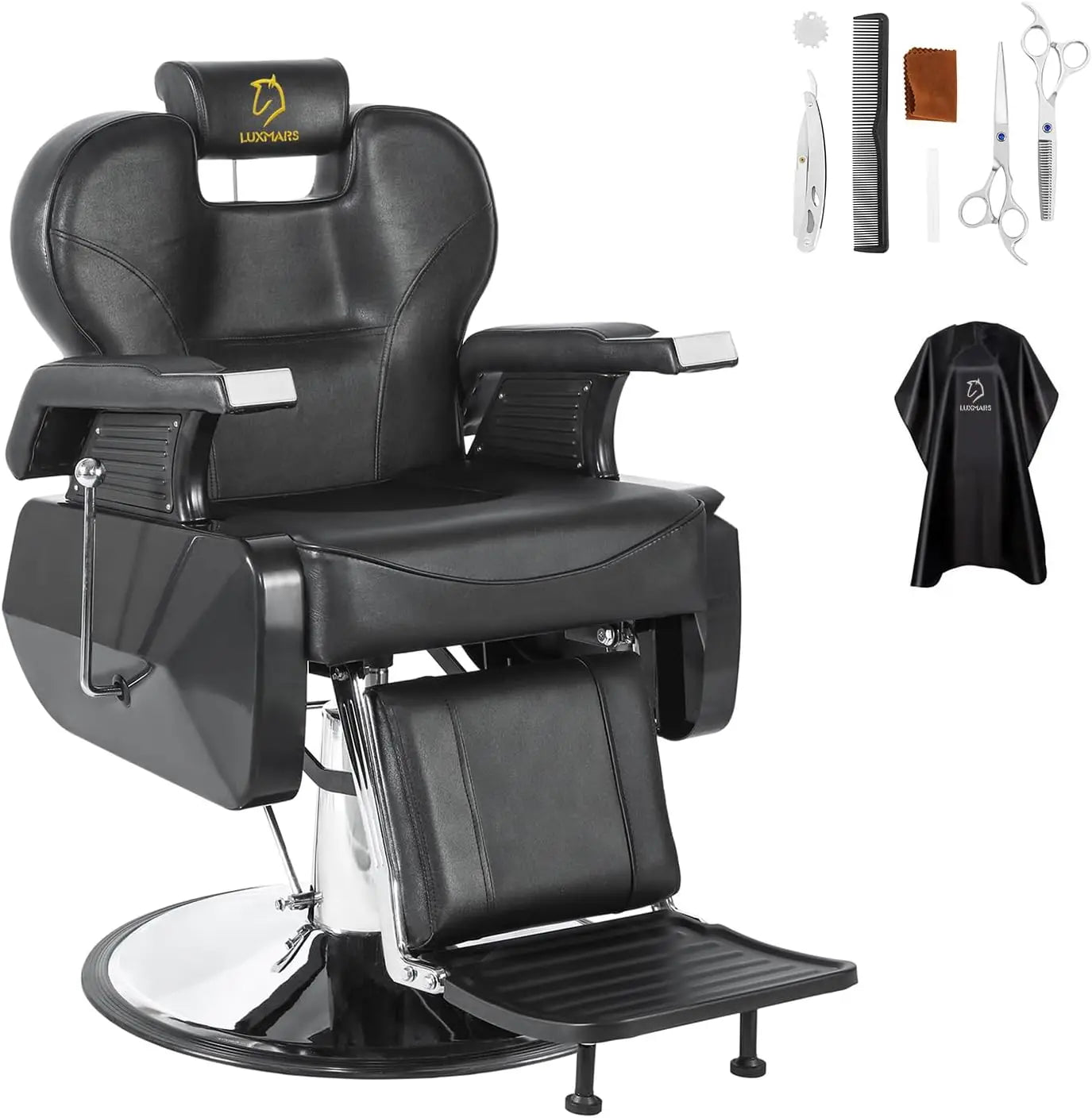 Chair Salon Hydraulic 360° Swivel Gold PVC Leather Barber chair