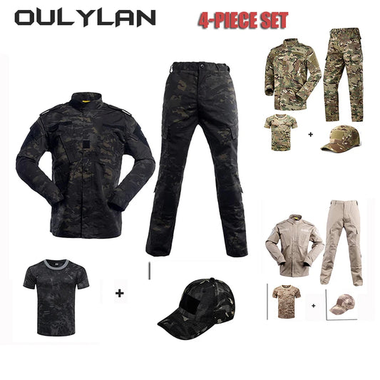 Tactical Cartoon Camouflage Suit Men Coat T-shirt Pants Hat Set