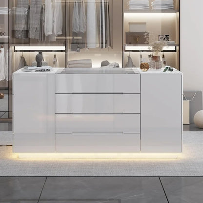 Wardrobe  Armoire Bedroom Island with LED Light,