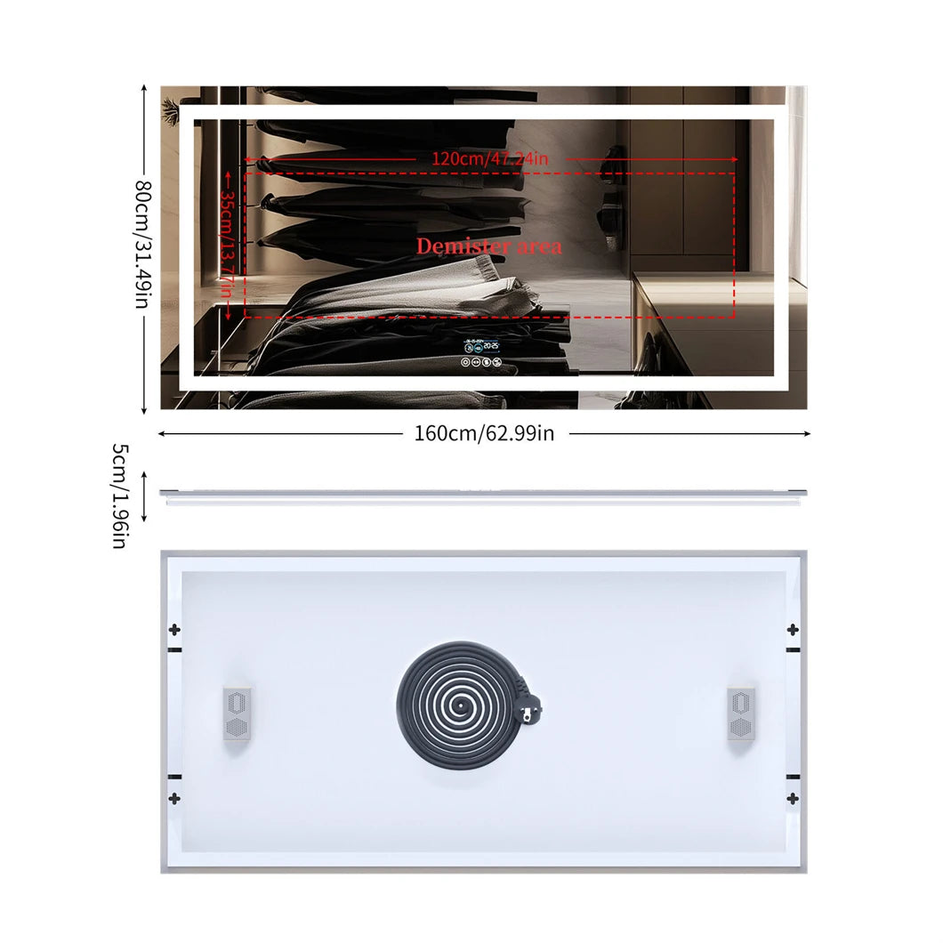 XXL Bathroom Smart LED Vanity Mirror with Bluetooth