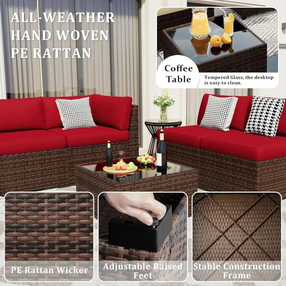 8 Pieces Outdoor Patio Furniture Set with 44" Fire Pit