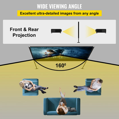 Projector Screen & Stand Wide Angle with Storage Bag Home Cinema