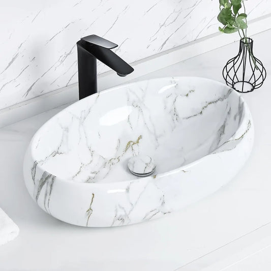 Bathroom Sink Modern Above Counter Countertop Vessel Oval