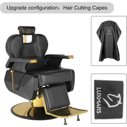 Chair Salon Hydraulic 360° Swivel Gold PVC Leather Barber chair