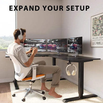 L-Shaped Electric Standing Desk, Adjustable Corner Table