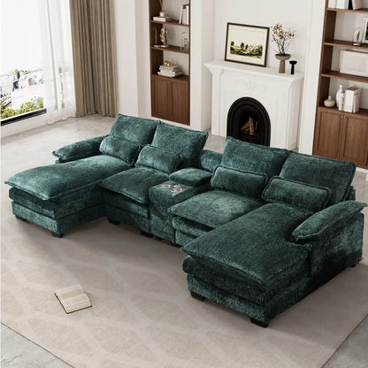 Sectional Sofa Cloud Couch for Living Room, Modern Fluffy Chenille