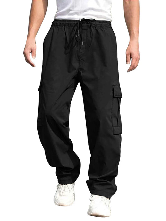 Men s Loose Cargo Long Pants Straight Leg Work Pants