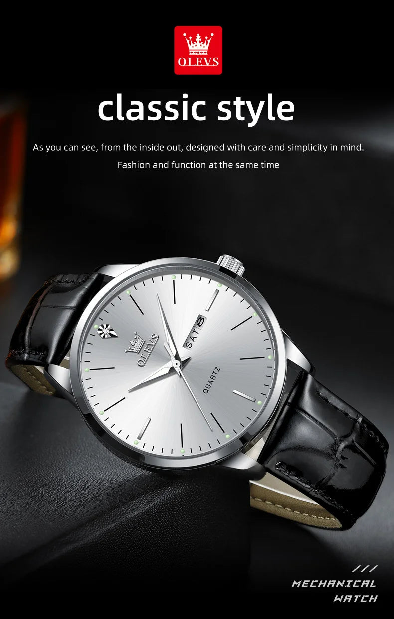 Fashion Business Brand Original Men Watches Leather Strap