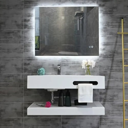 Rectangular Bathroom Vanity Sink Stone Floating Shelf