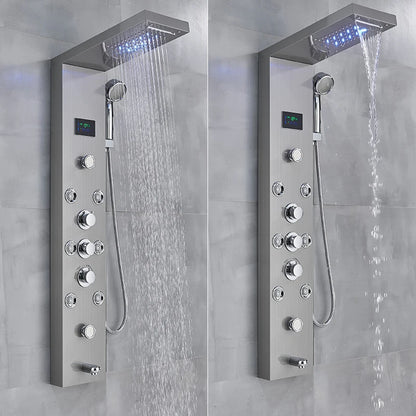 LED Light Rainfall Bathroom Shower Faucet Set Temperature Screen