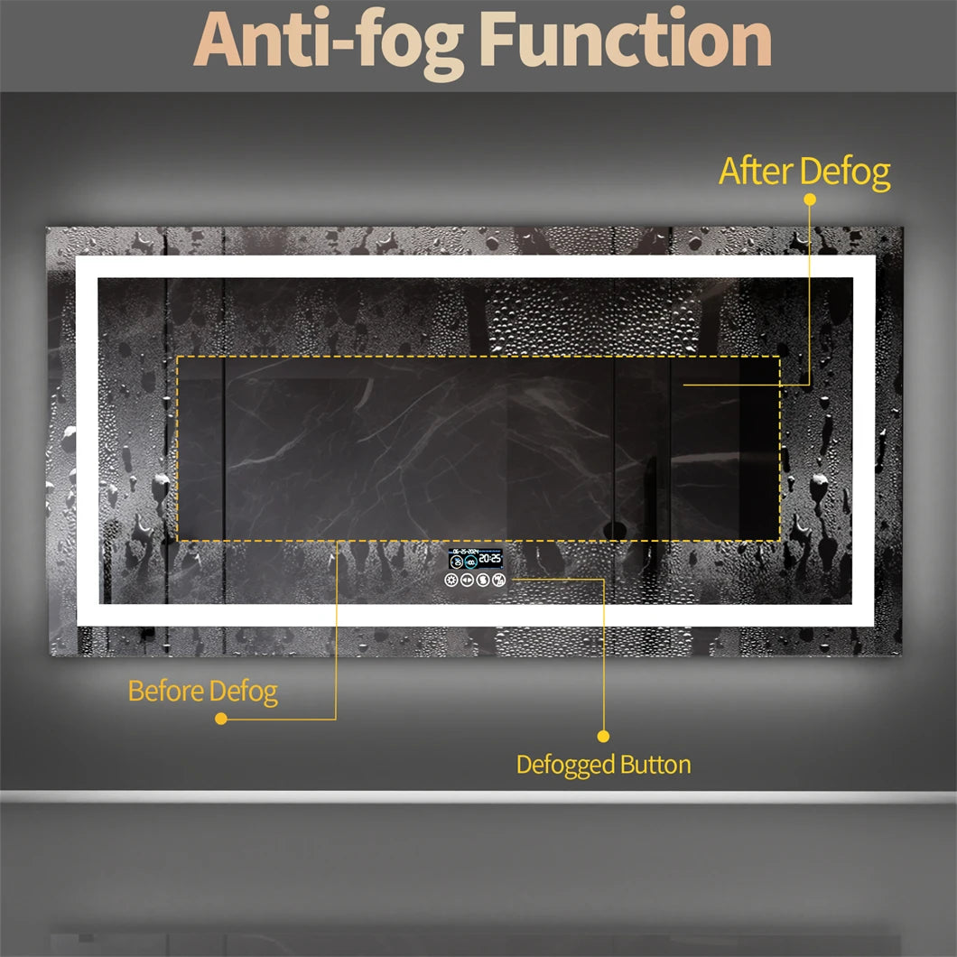 XXL Bathroom Smart LED Vanity Mirror with Bluetooth