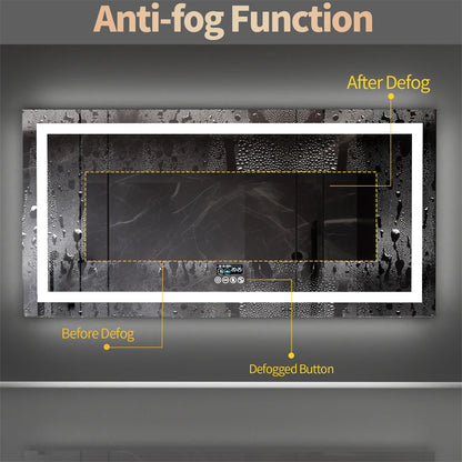 XXL Bathroom Smart LED Vanity Mirror with Bluetooth