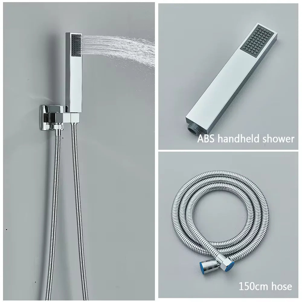 Chrome Rainfall Shower Faucet Bathroom Set