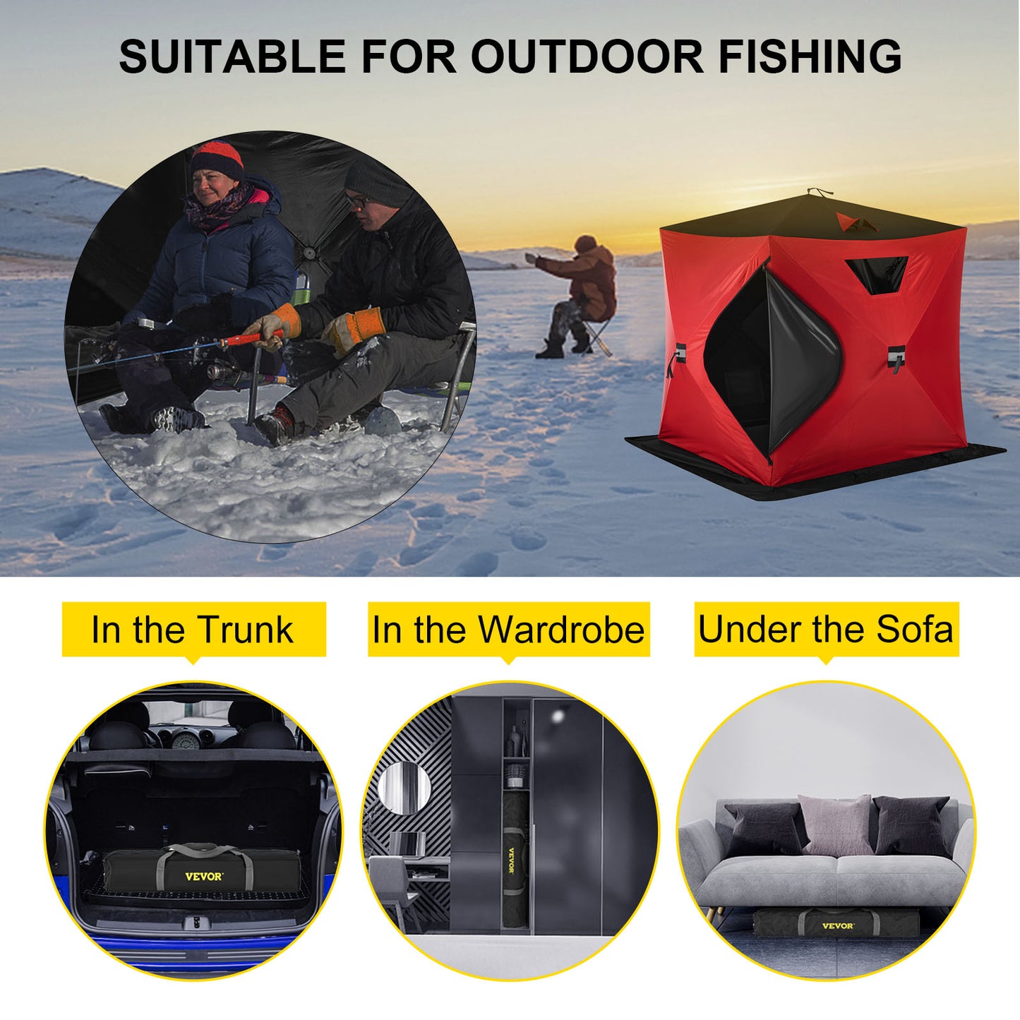 Ice Fishing Tent Warm Winter Large Space Thick Outdoor Tent